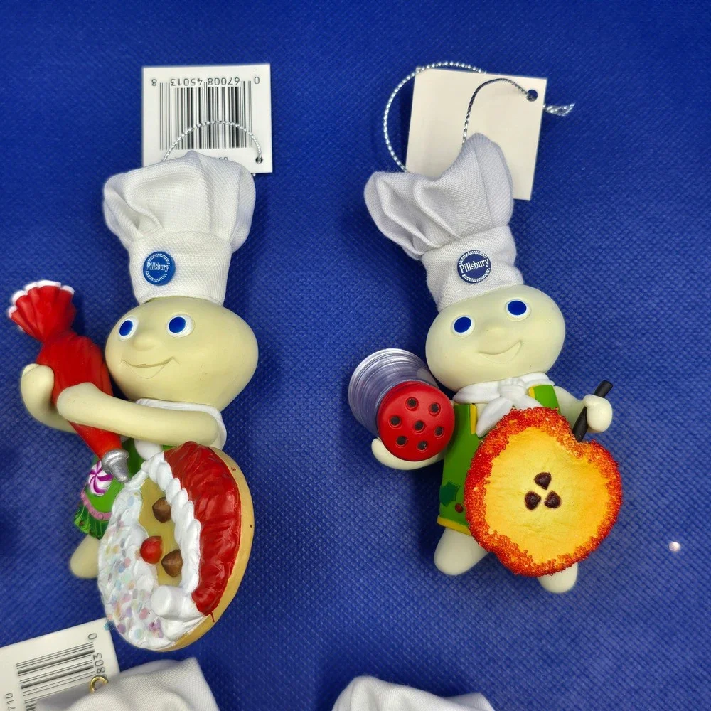 Vintage 2000s Pillsbury Doughboy Christmas Ornament Lot 11pc Holiday‎ Light up